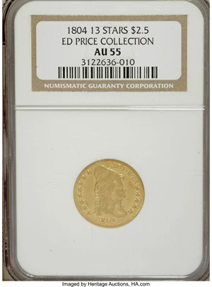 image for: 1804 $2 1/2 13 Star Reverse AU55 NGC....