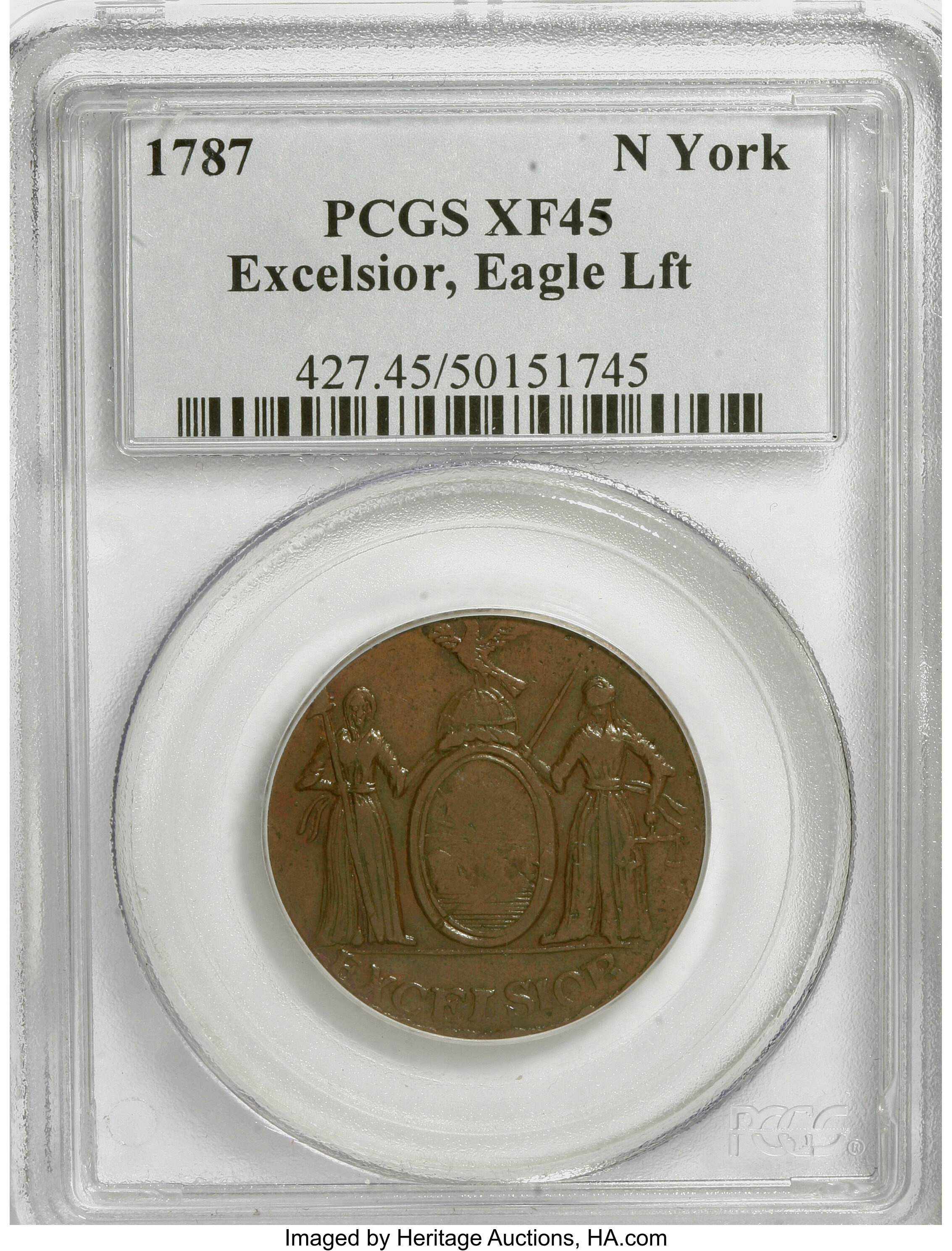 image for: 1787 COPPER New York Excelsior Copper, Eagle Left XF45 PCGS....