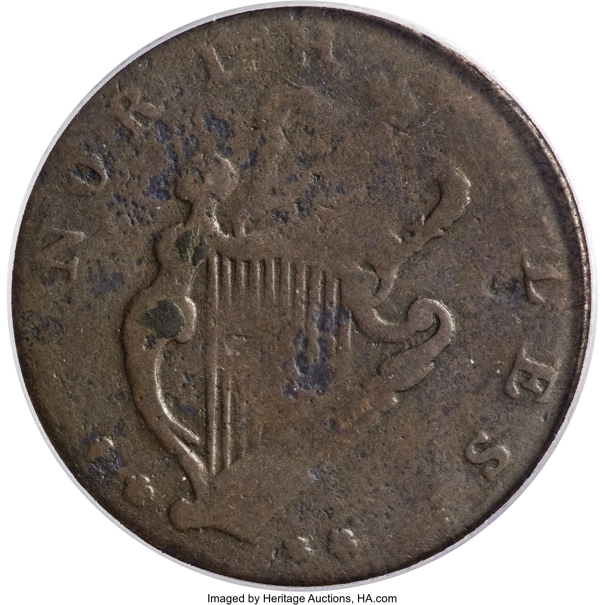 image for: (1795) 1/2P Washington North Wales Halfpenny, Two Stars at Each Side of Harp Fine 15 PCGS....