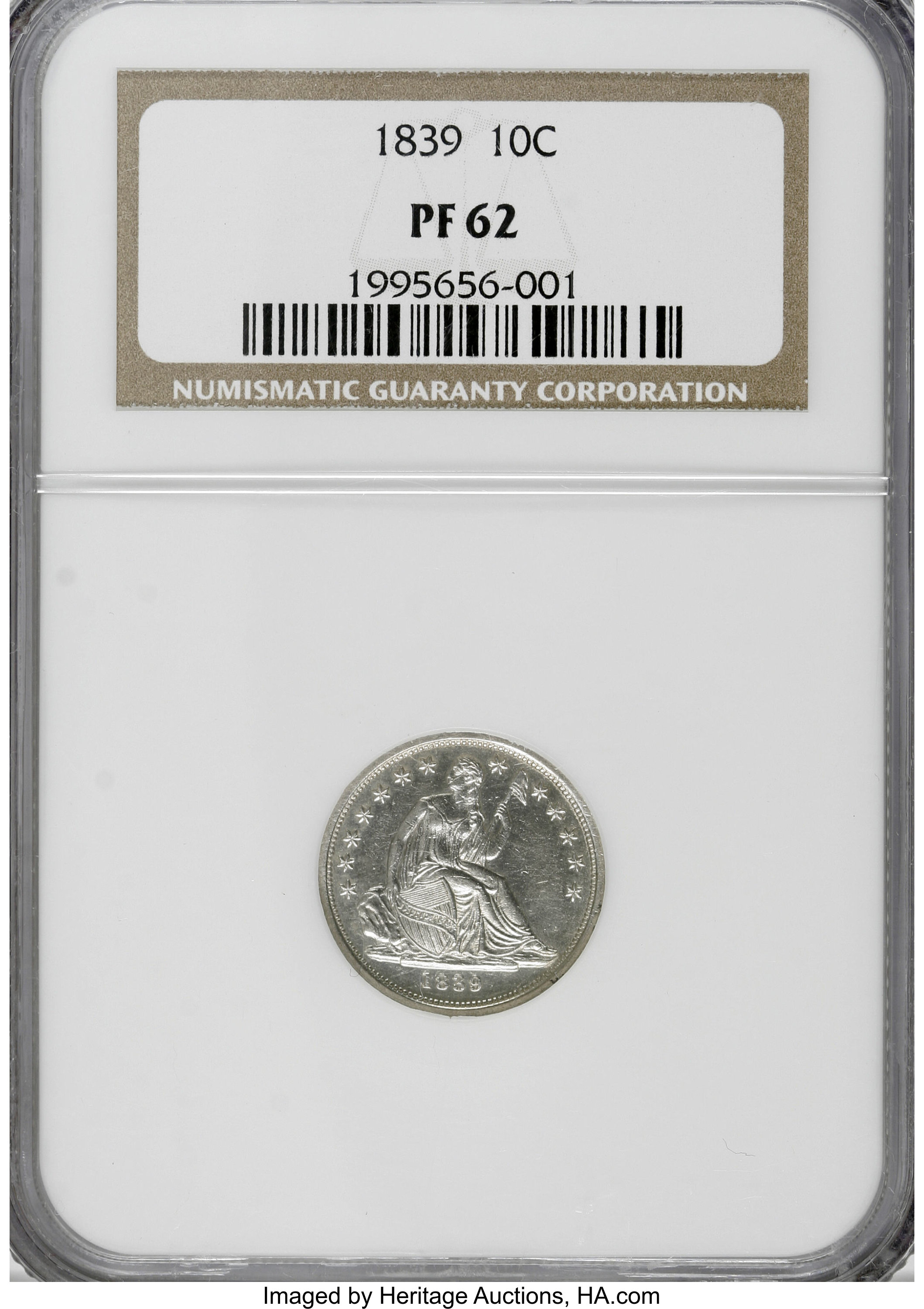 image for: 1839 10C No Drapery PR62 NGC....