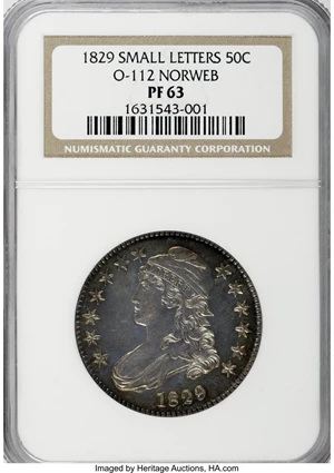 image for: 1829 50C Small Letters PR63 NGC....