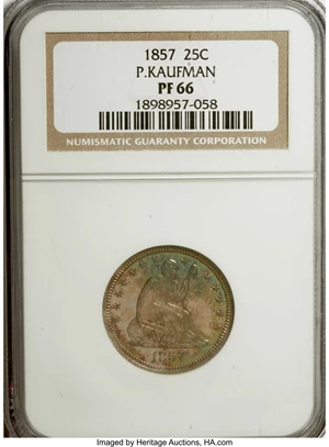 image for: 1857 25C PR66 NGC....