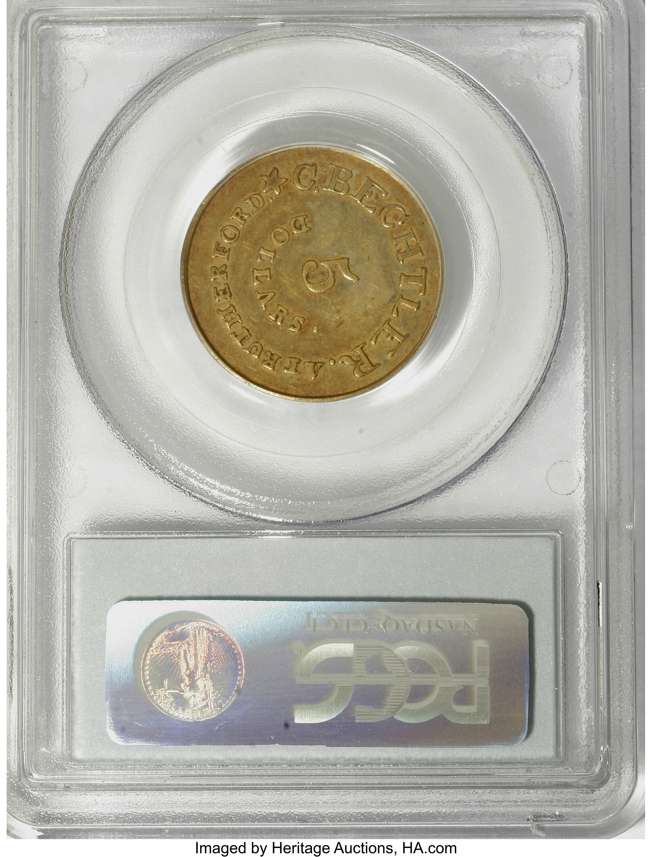image for: (1837-42) $5 C. Bechtler Five Dollar, Colons Obverse XF45 PCGS....
