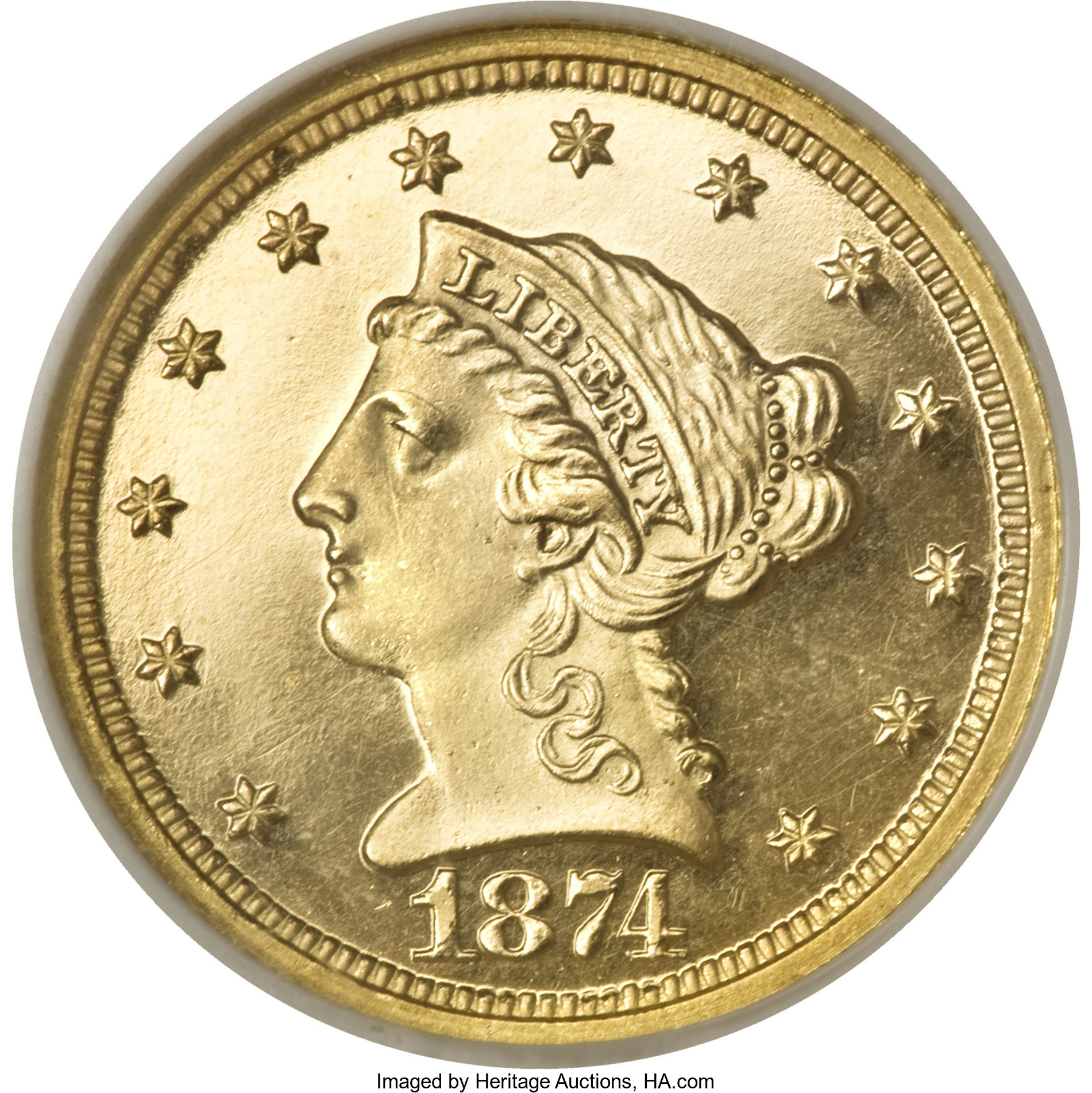 image for: 1874 $2 1/2 PR65 Ultra Cameo NGC....