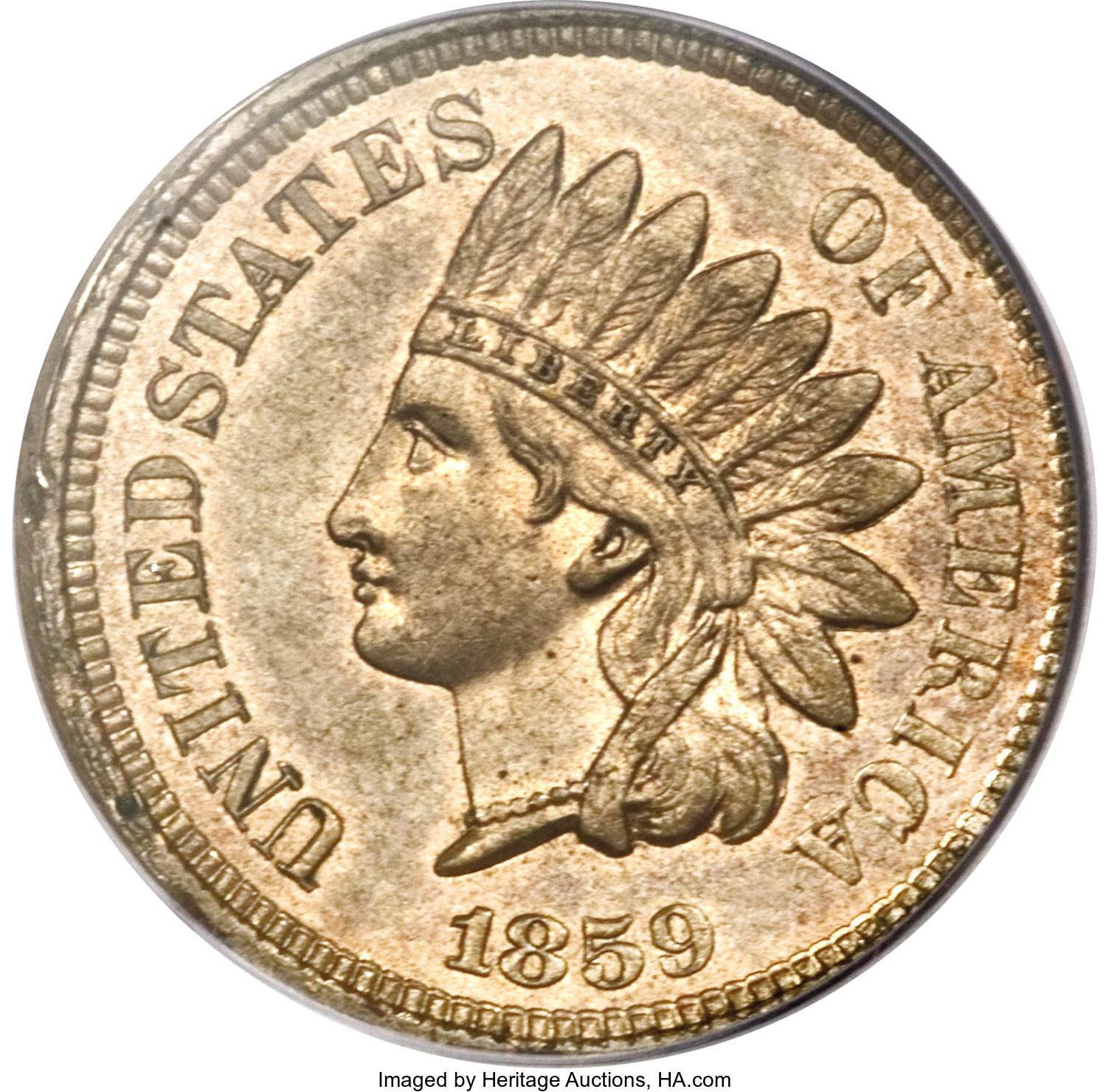 image for: 1859 P1C Indian Cent, Judd-229a, Snow-PT5, Unique--Dual Obverse Mule--MS62 PCGS....