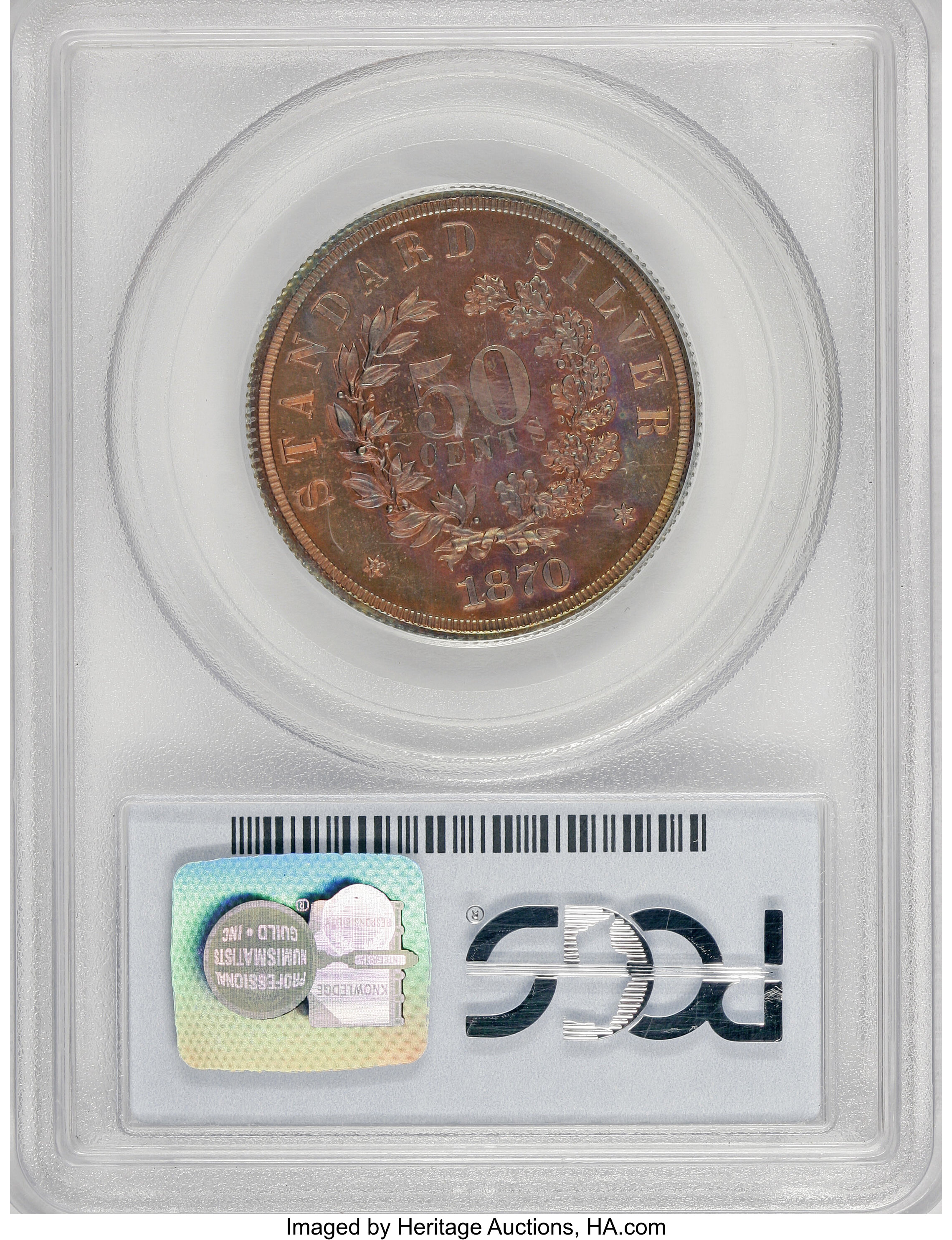 image for: 1870 50C Standard Silver Half Dollar, Judd-989, Pollock-1118, R.7, PR65 Red and Brown PCGS....