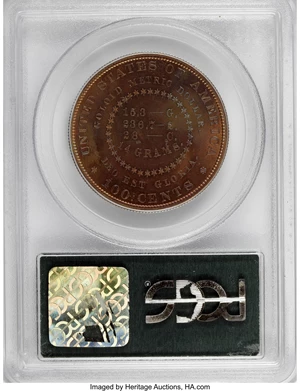 image for: 1880 $1 Goloid Metric Dollar, Judd-1652, Pollock-1852, R.6-7, PR66 Red and Brown PCGS....