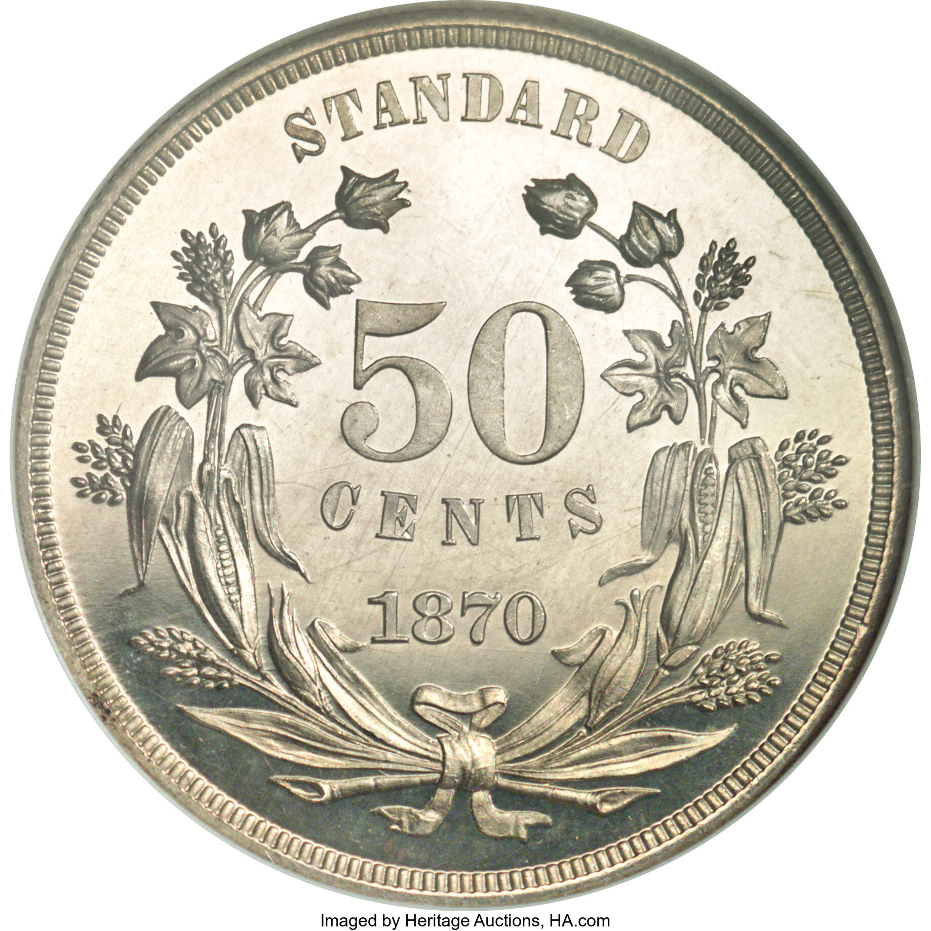 image for: 1870 50C Standard Silver Half Dollar, Judd-939, Pollock-1052, R.5, PR65 Cameo NGC....