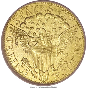 image for: 1798 $5 Large Eagle, Large 8, 14 Star Reverse--Damaged, Improperly Cleaned--NCS. AU Details....