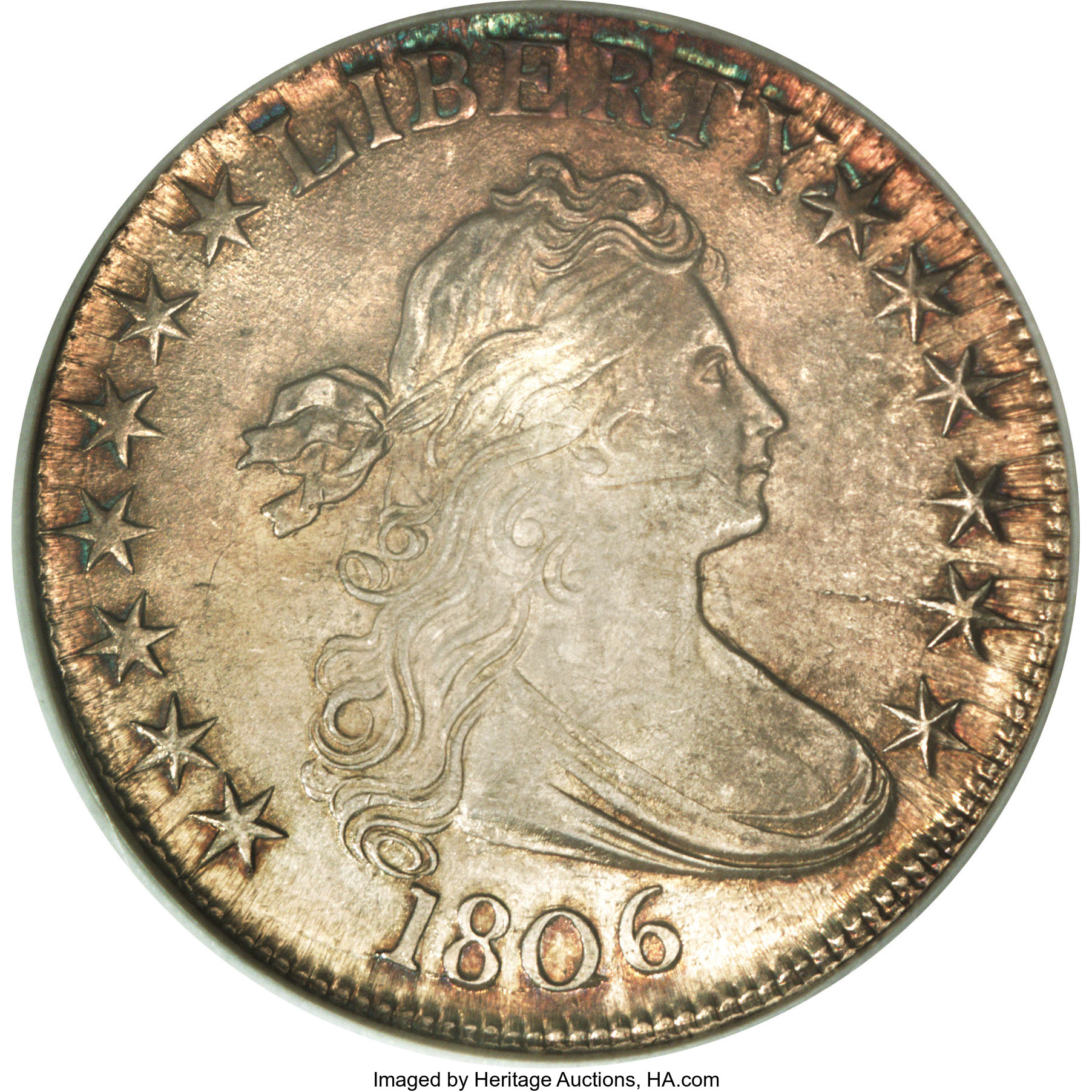 1806 50C Pointed 6, Stem MS61 NGC. ...