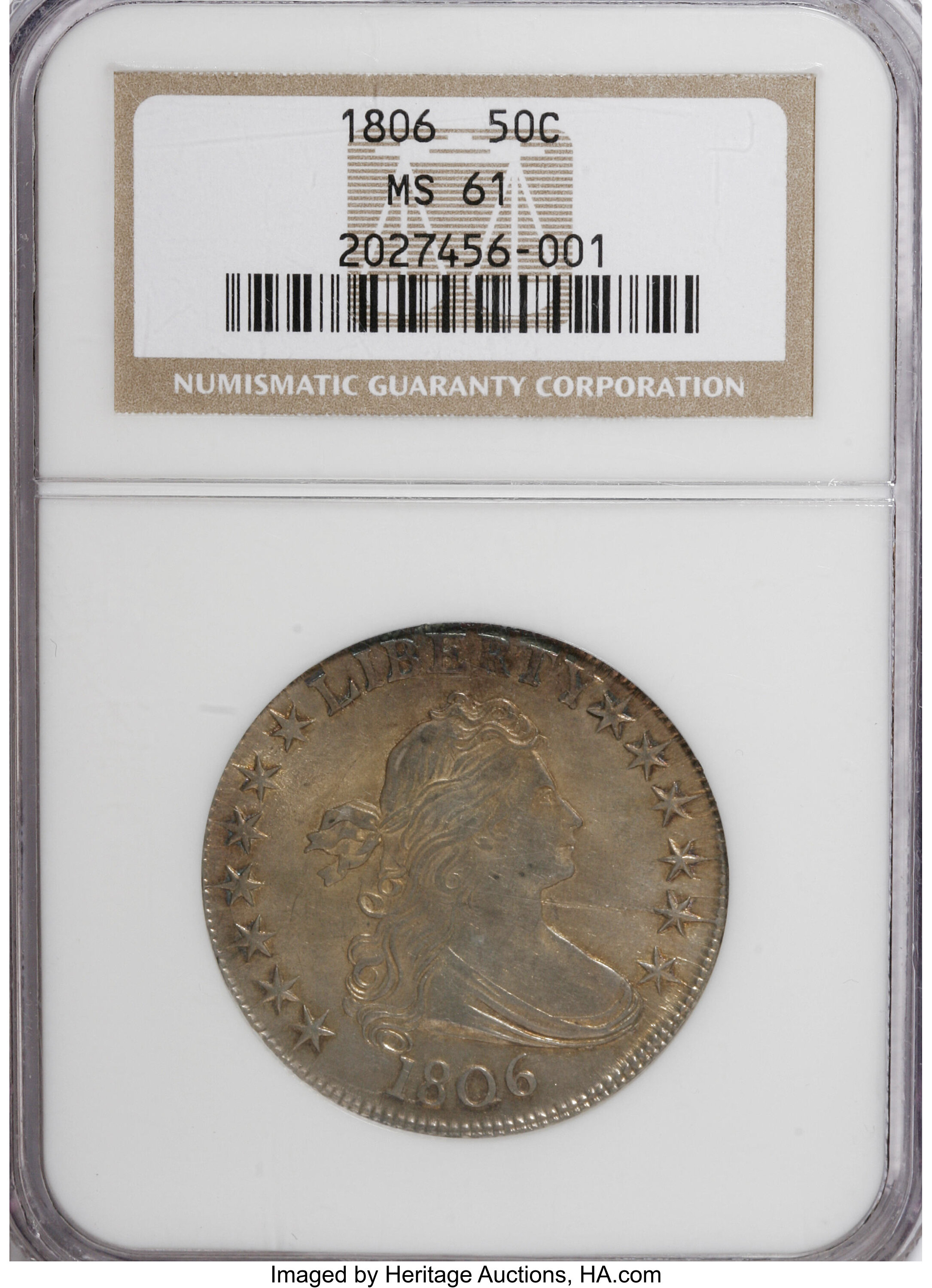 1806 50c Pointed 6, No Stem MS61 thumbnail 4
