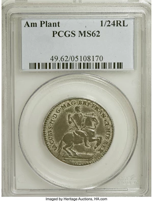 image for: (c. 1828) TOKEN American Plantations 1/24 Part Real MS62 PCGS....