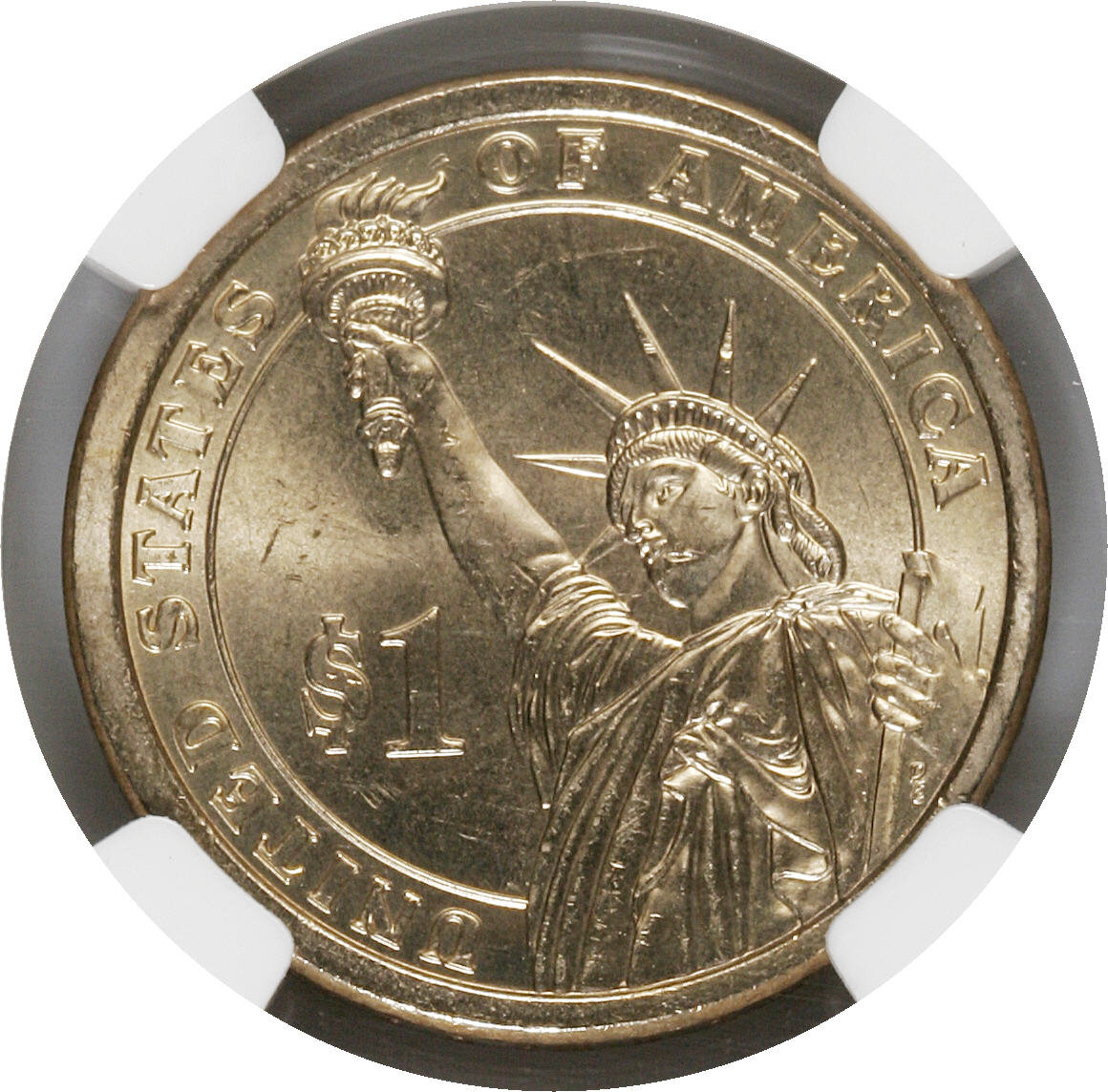 image for: 2007-P $1 John Adams Satin Finish--Double Edge Letters--Overlapped--MS64 NGC. NGC Census: (0/0). PCGS Population (0/391).  ...