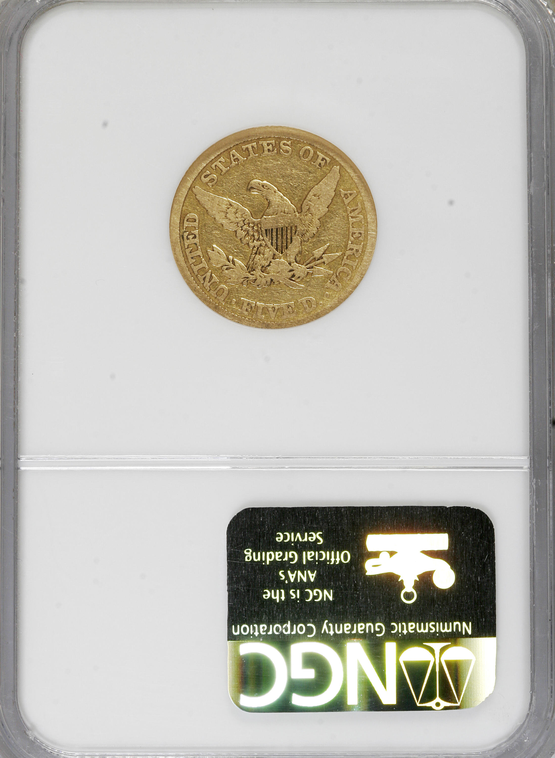 image for: 1842 $5 Large Letters Fine 12 NGC. NGC Census: (1/46). PCGS Population (0/11).  Numismedia Wsl. Price for NGC/PCGS coin in ...