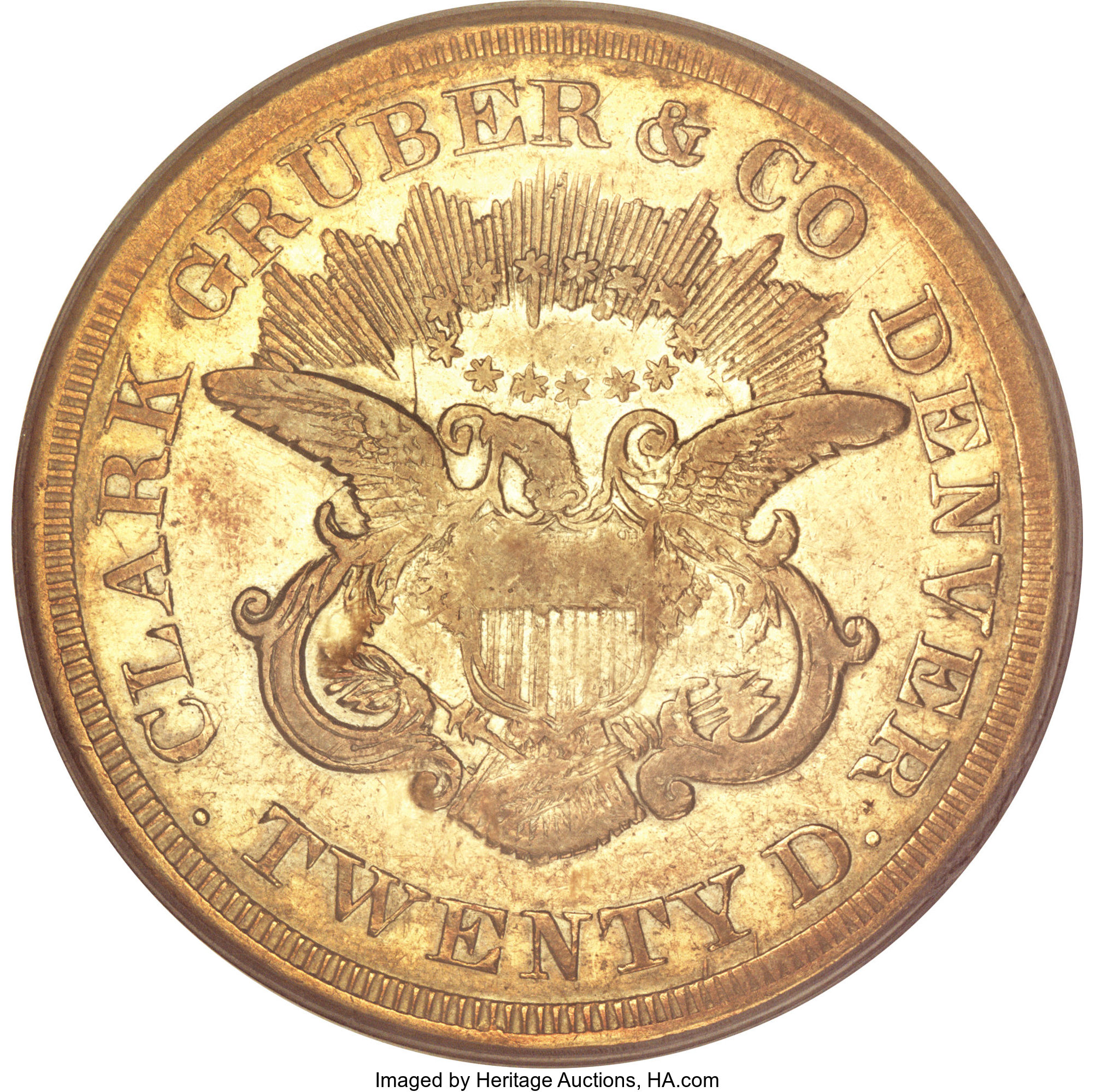 image for: 1861 $20 Clark, Gruber & Co. Twenty Dollar XF40 PCGS....