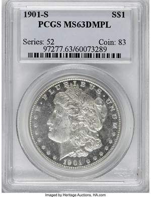 image for: 1901-S $1 MS63 Deep Mirror Prooflike PCGS....