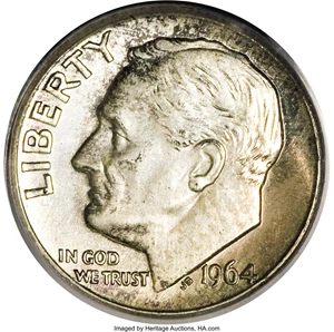 image for: 1964 10C SMS MS65 PCGS....