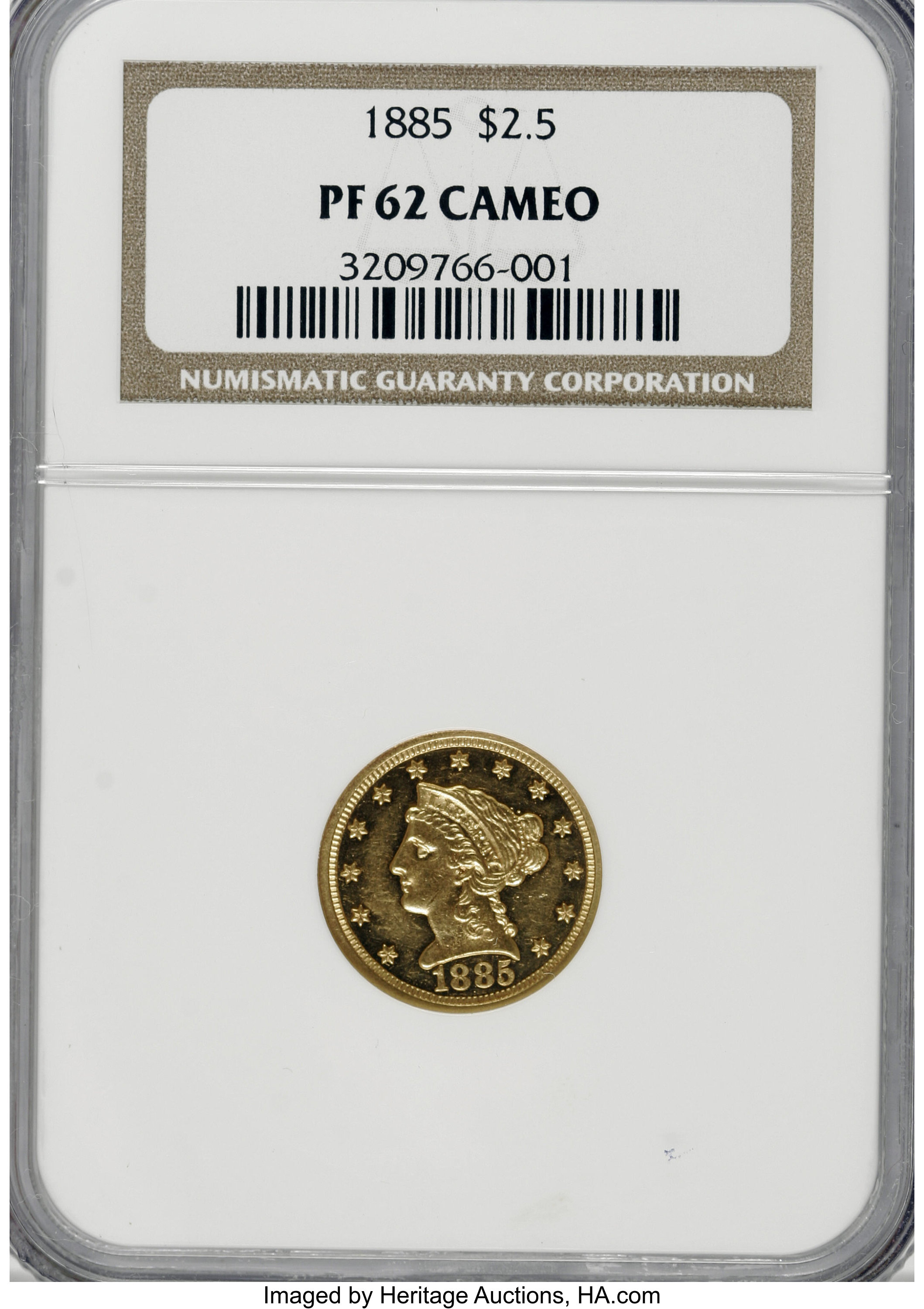 image for: 1885 $2 1/2 PR62 Cameo NGC....