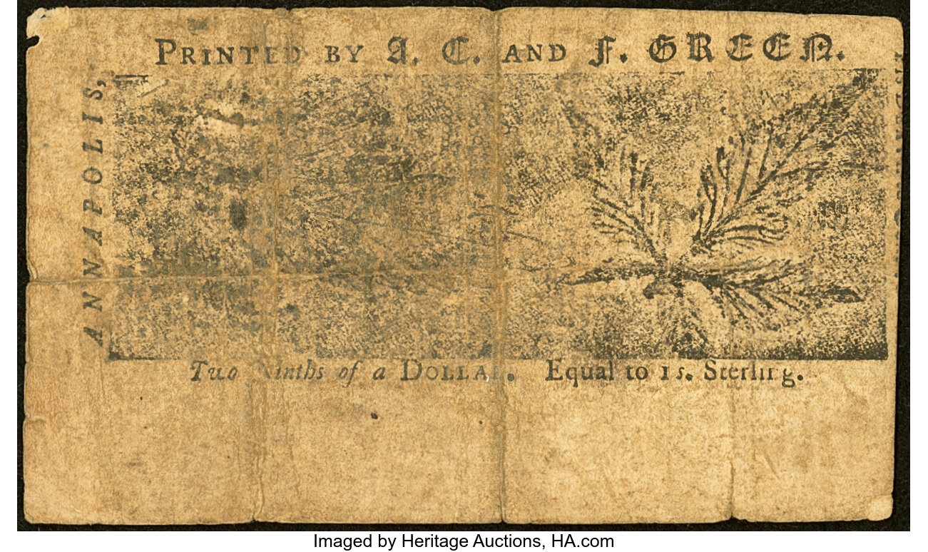 image for: Maryland April 10, 1774 $2/9 Fine....