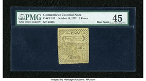 image for: Connecticut October 11, 1777 5d PMG Choice Extremely Fine 45 EPQ....