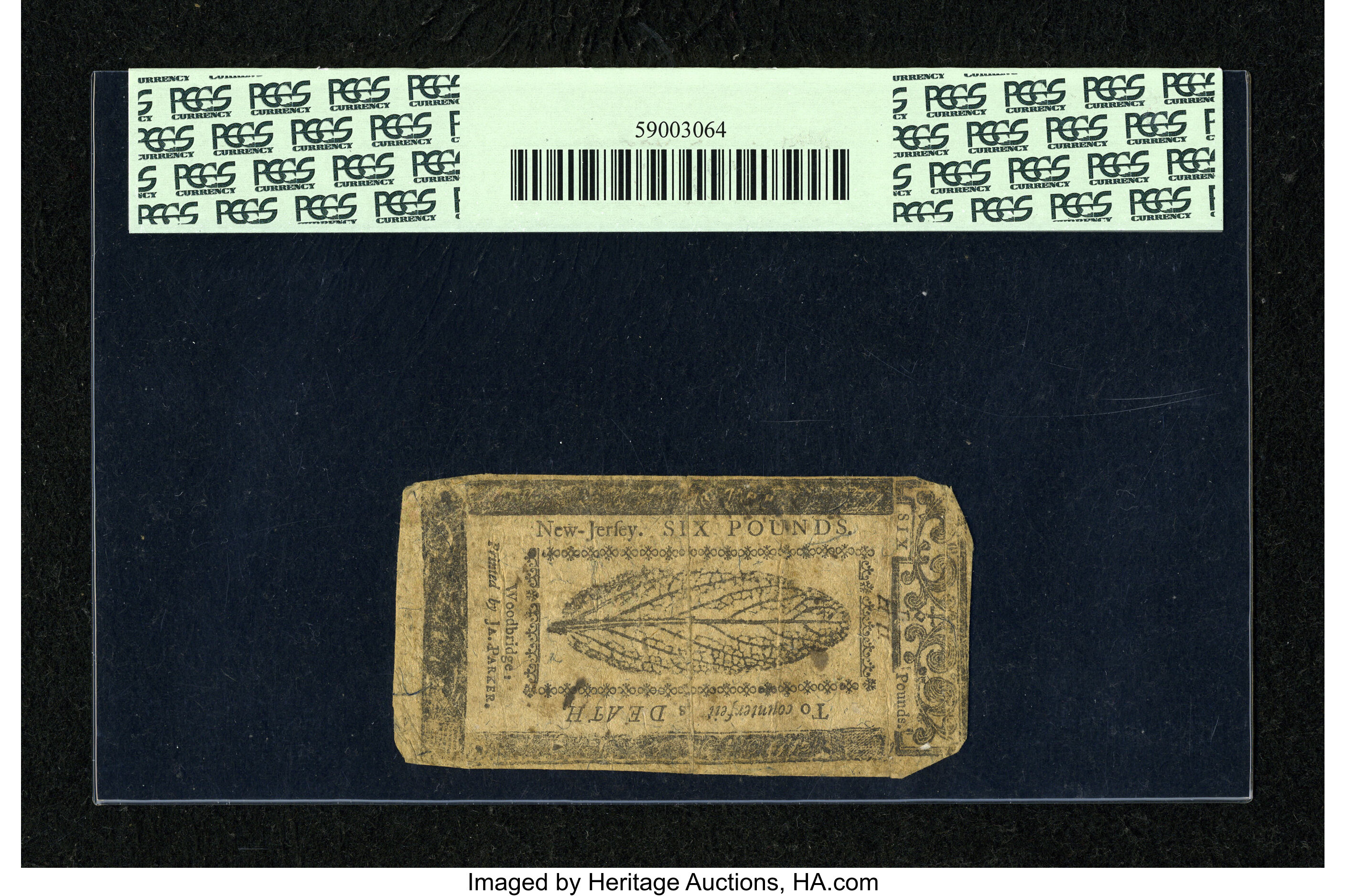 image for: New Jersey April 12, 1760 £6 PCGS Fine 12....