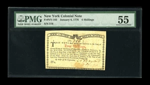 image for: New York January 6, 1776 (Water Works) 4s PMG About Uncirculated 55....
