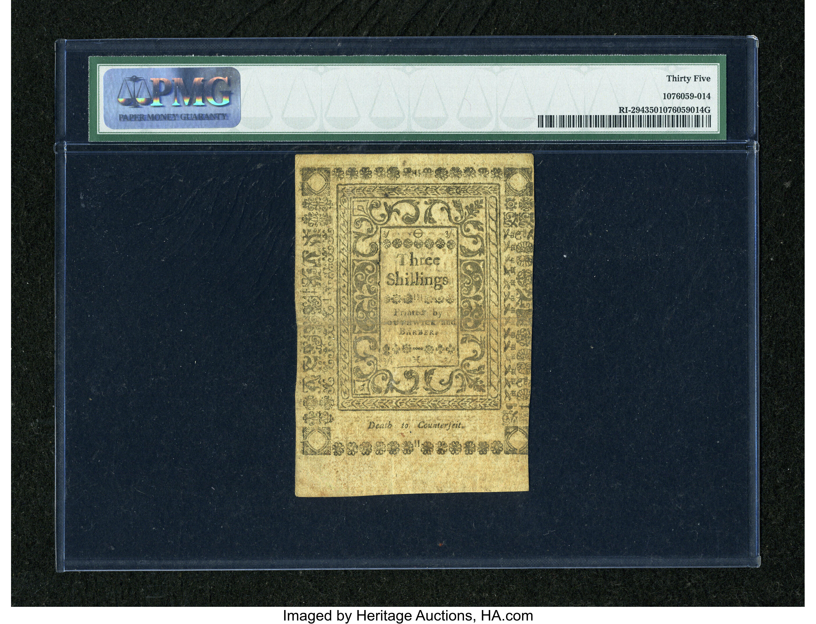 image for: Rhode Island May 1786 3s PMG Choice Very Fine 35....