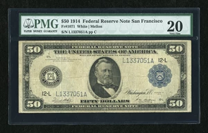 image for: Fr. 1071 $50 1914 Federal Reserve Note PMG Very Fine 20....