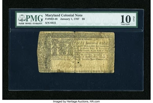 image for: Maryland January 1, 1767 $8 PMG Net Very Good 10....