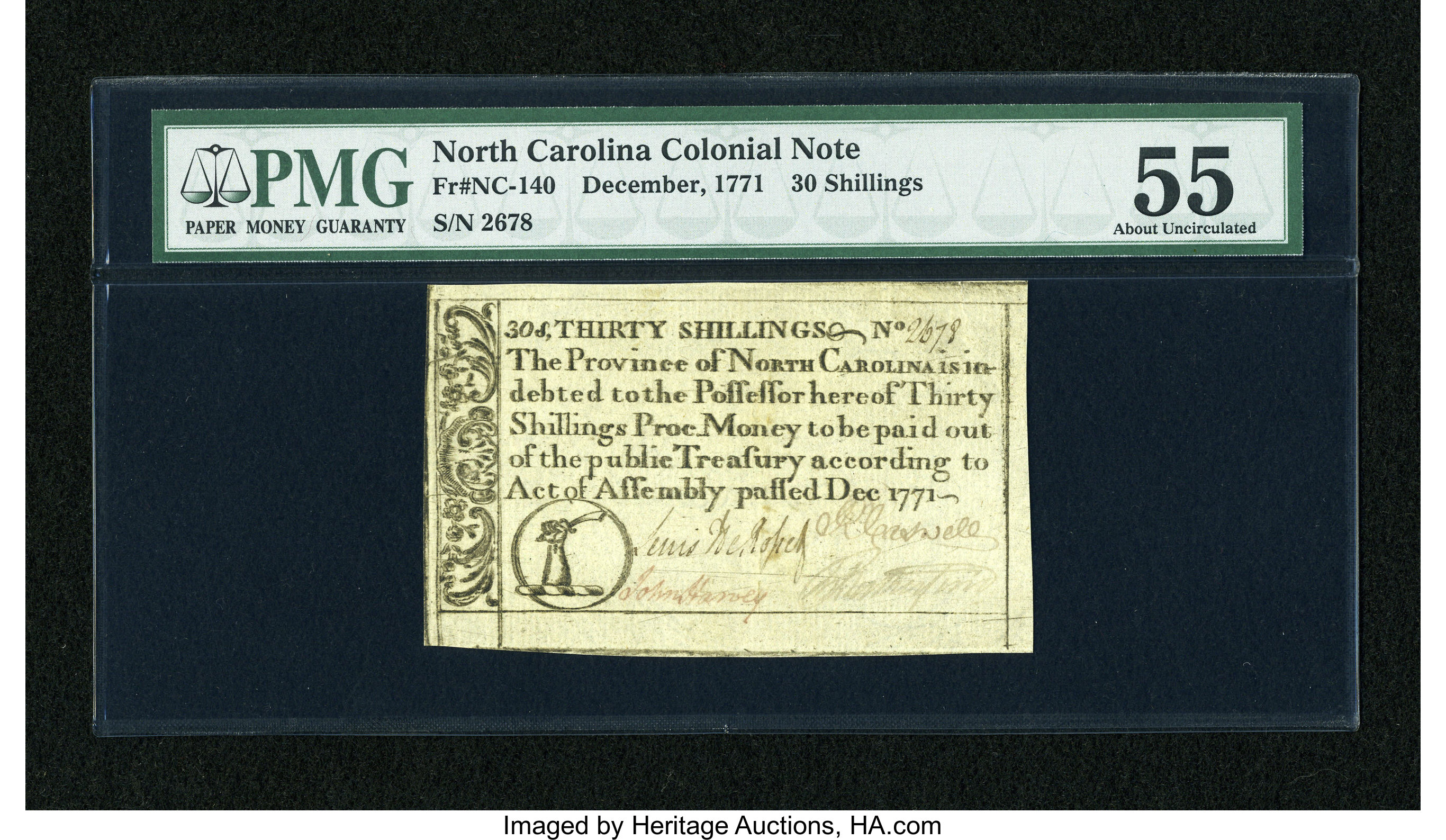 image for: North Carolina December, 1771 30s PMG About Uncirculated 55....