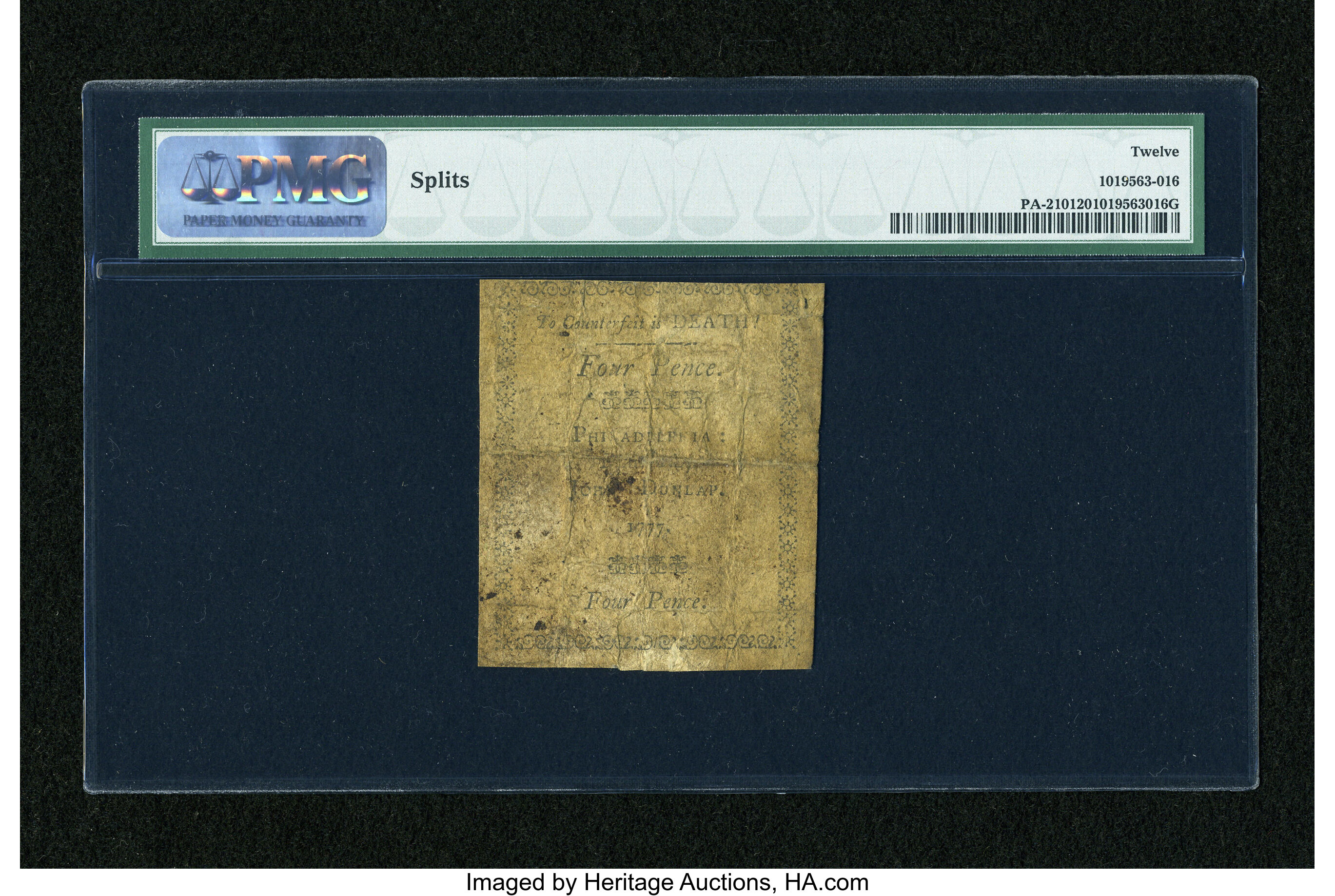 image for: Pennsylvania April 10, 1777 4d PMG Fine 12....