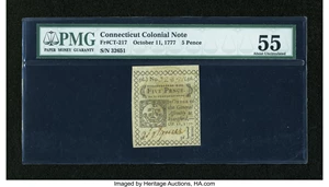 image for: Connecticut October 11, 1777 5d Uncancelled PMG About Uncirculated 55....
