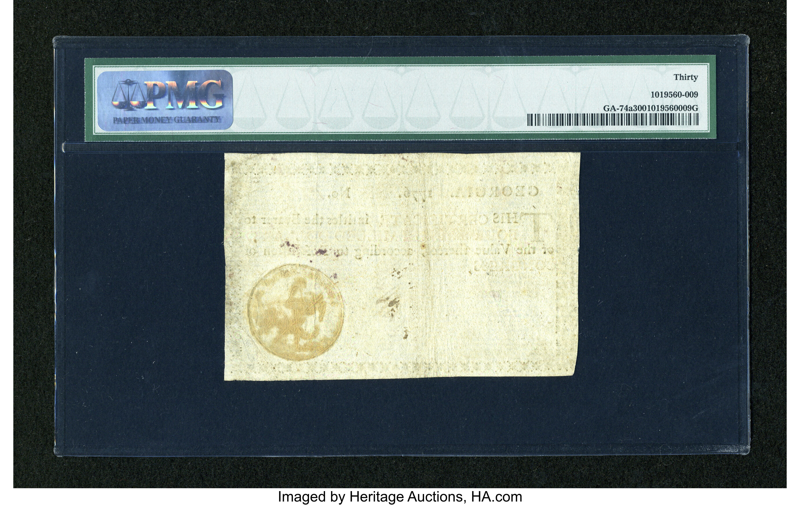 image for: Georgia 1776 $4 PMG Very Fine 30....