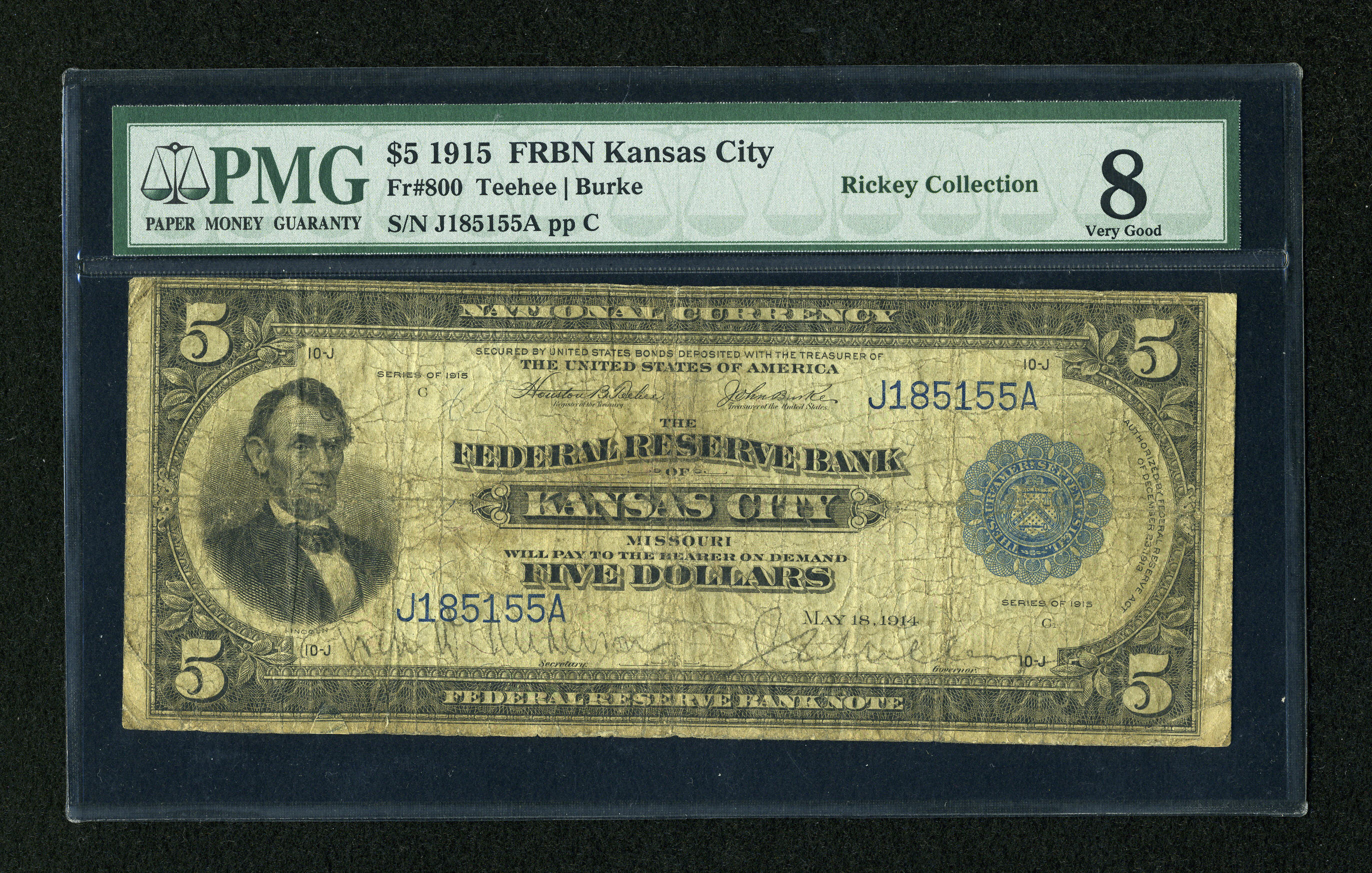 image for: Fr. 800 $5 1915 Federal Reserve Bank Note PMG Very Good 8....