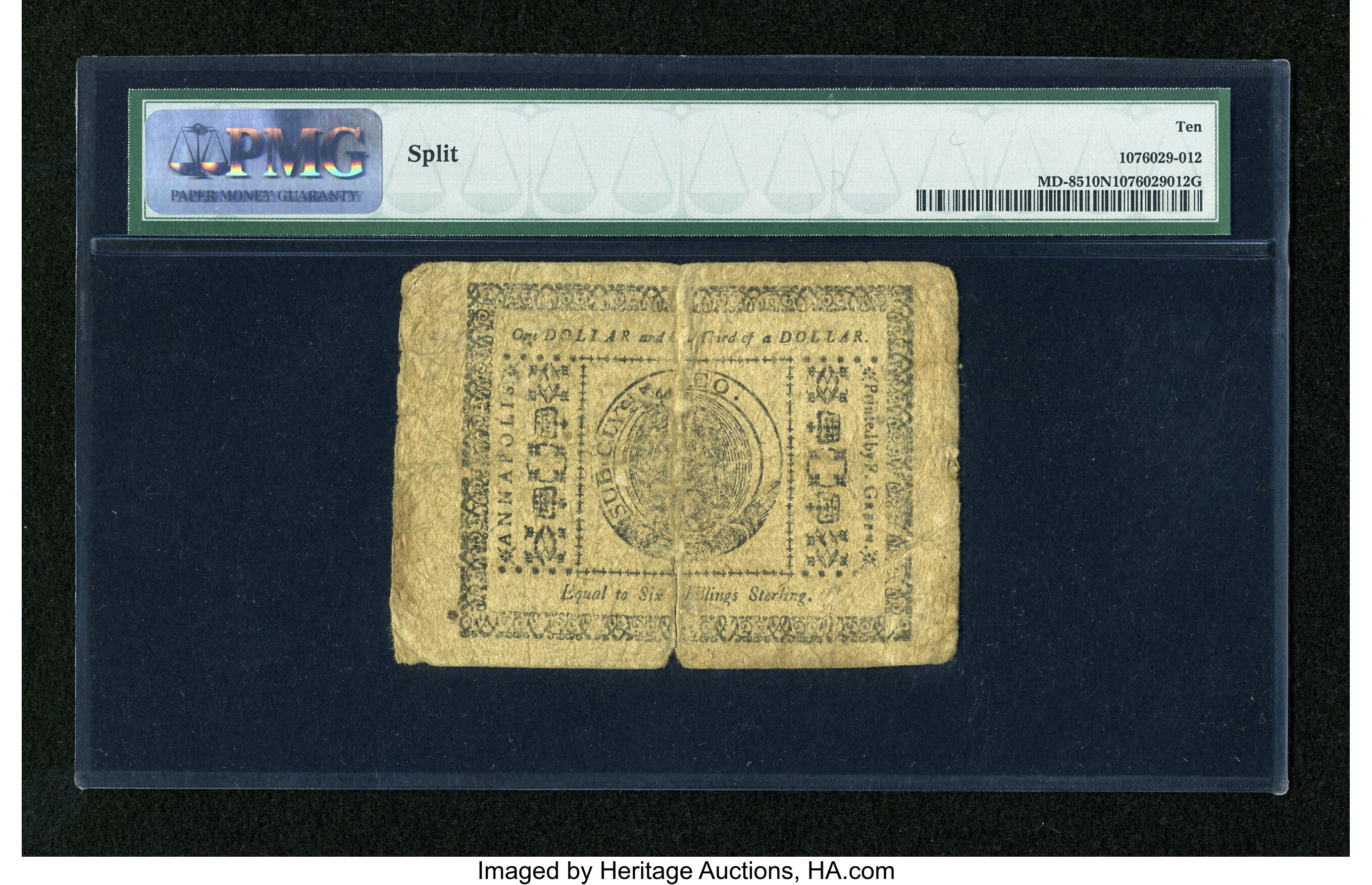 image for: Maryland December 7, 1775 $1 1/3 PMG Very Good Net 10....