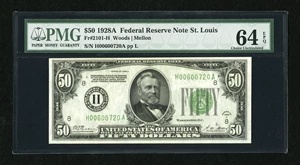 image for: Fr. 2101-H $50 1928A Federal Reserve Note. PMG Choice Uncirculated 64 EPQ....