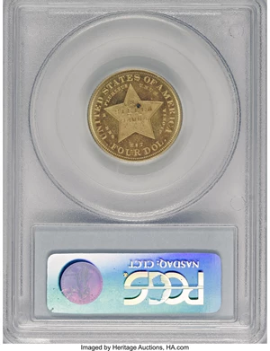 image for: 1880 $4 Flowing Hair, Judd-1657, Pollock-1857, R.6, PR64 PCGS....