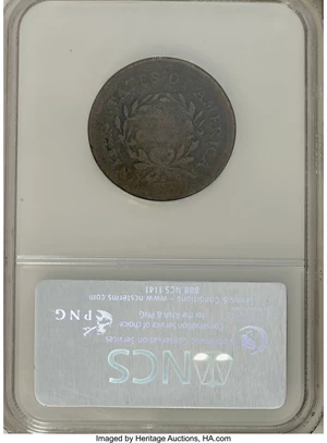 image for: 1793 1C Wreath, Vine and Bars, S-10, B-10, R.4--Corroded--NCS. VG Details....