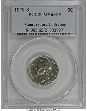 image for: 1970-S 5C MS65 Full Steps PCGS....