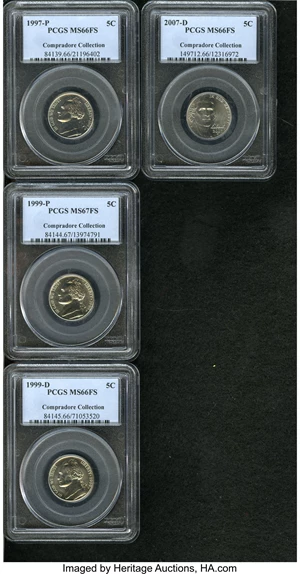 image for: 1997-P 5C MS66 Full Steps PCGS,... (Total: 4 coins)