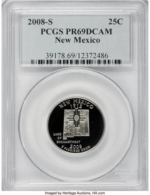 image for: 2008-S 25C New Mexico PR69 Deep Cameo PCGS. PCGS Population (0/0). NGC Census: (0/0). (#662008)...