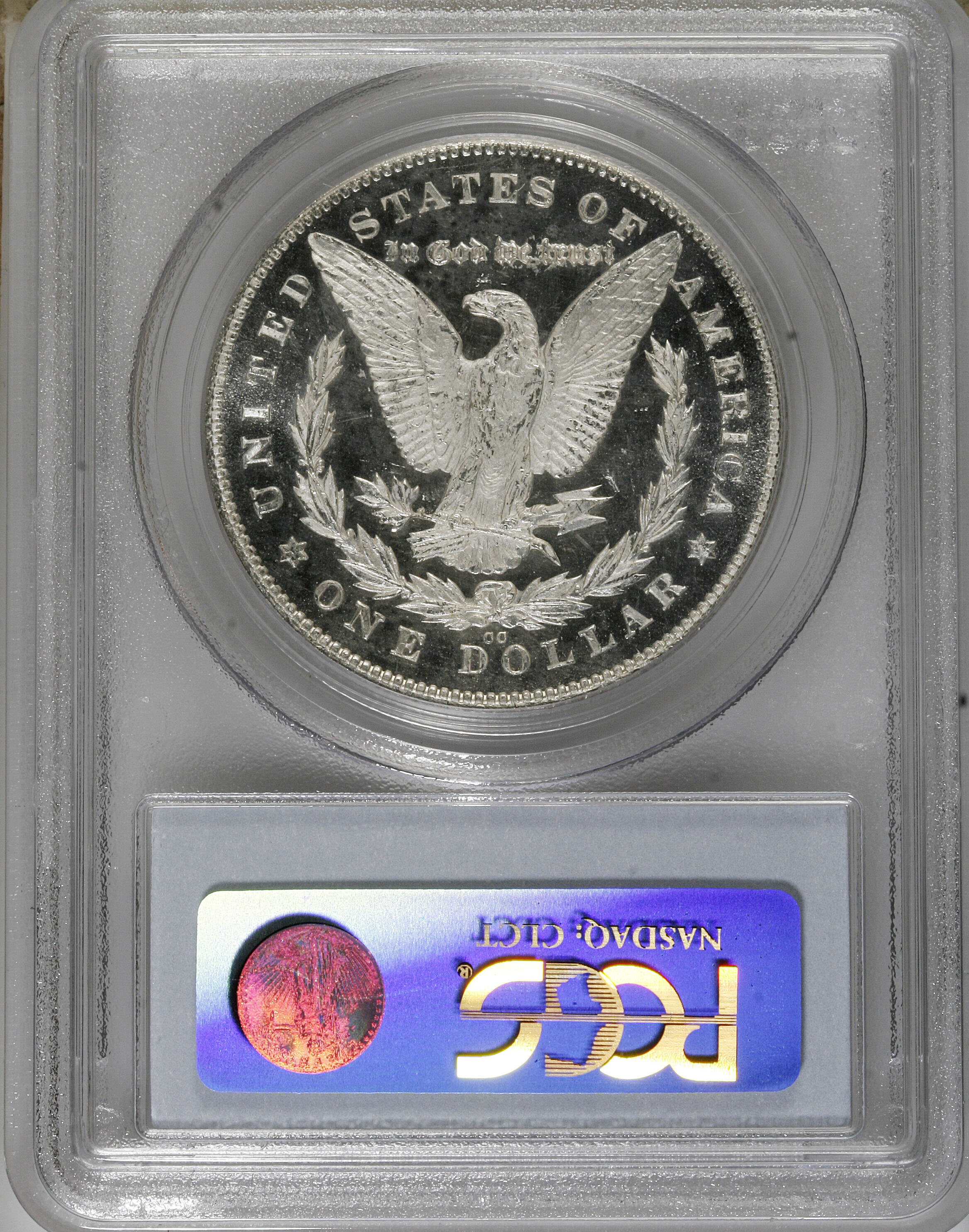 image for: 1880/79-CC $1 Reverse of 1878 MS63 Deep Mirror Prooflike PCGS. PCGS Population (9/16). NGC Census: (17/19).  Numismedia Wsl...