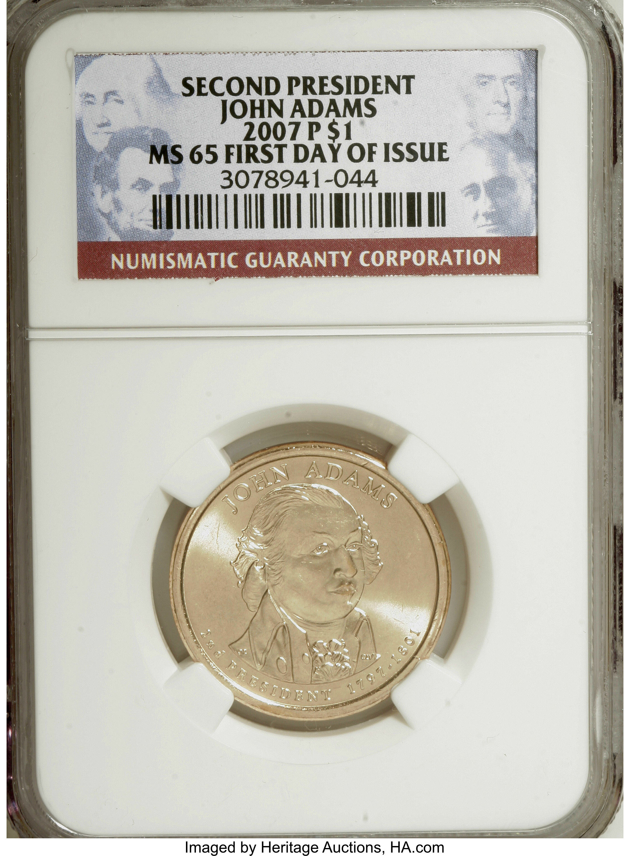 image for: 2007-P $1 John Adams First Day of Issue MS65 NGC. NGC Census: (0/0). PCGS Population (9/382).   (#390550)...