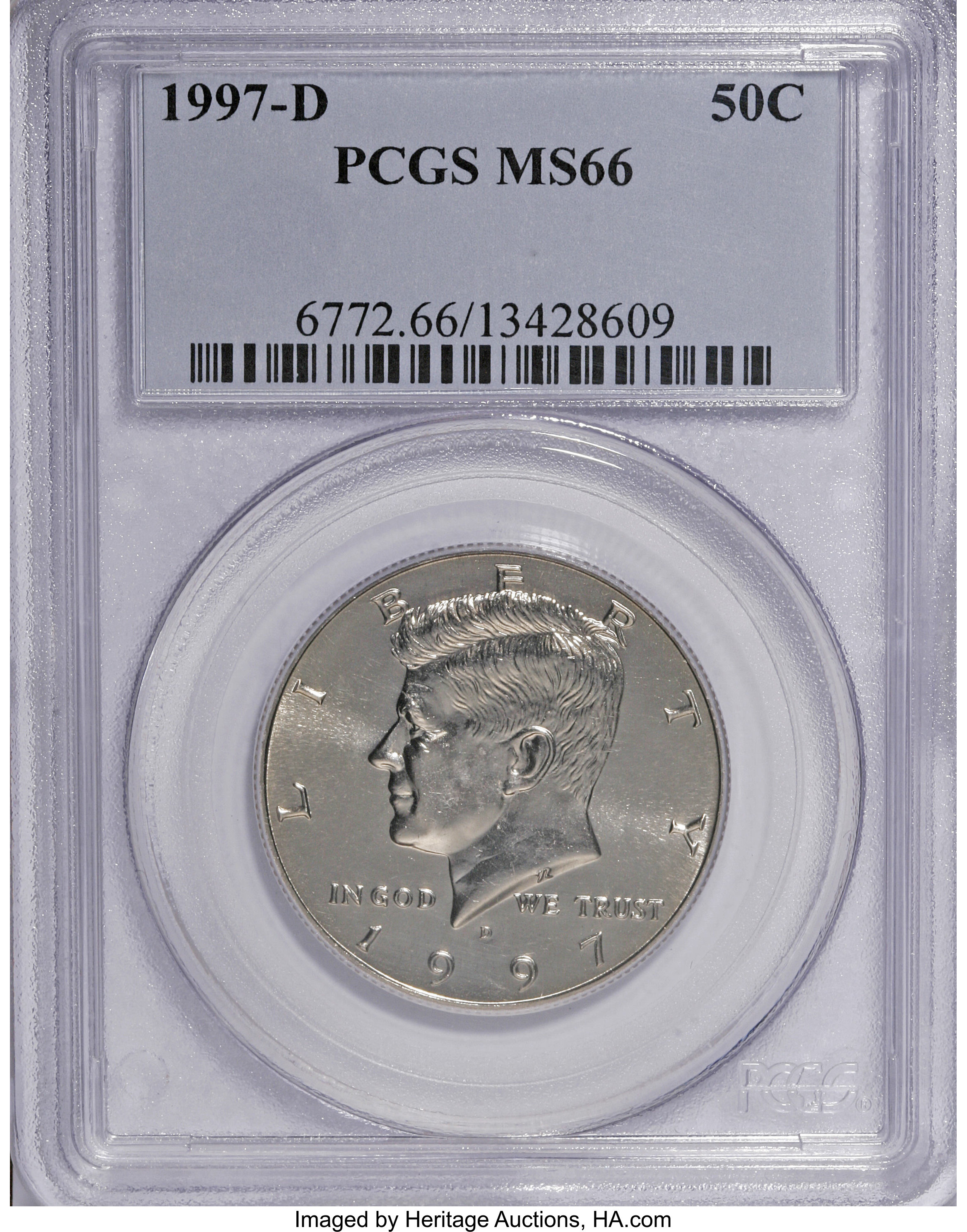 image for: 1997-D 50C MS66 PCGS. PCGS Population (90/0). NGC Census: (105/37). Mintage: 19,876,000. Numismedia Wsl. Price for NGC/PCGS...