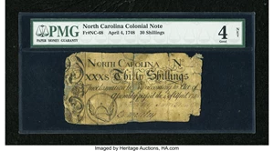 image for: North Carolina April 4, 1748 30s PMG Good Net 4....