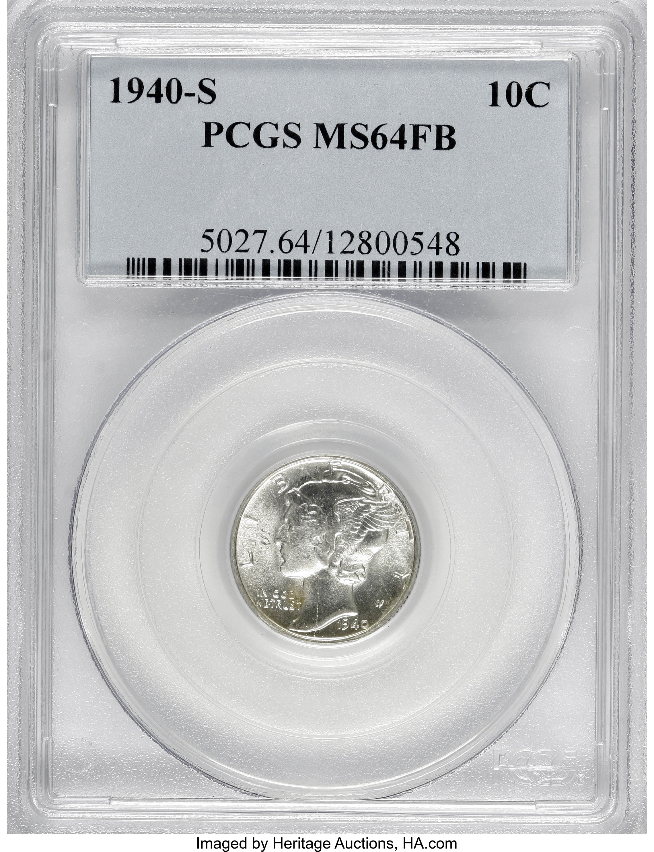 1940-S 10C MS64 Full Bands PCGS. PCGS Population (264/1133). NGC Census: (34/438). Mintage: 21,560,000. Numismedia Wsl. Pri...