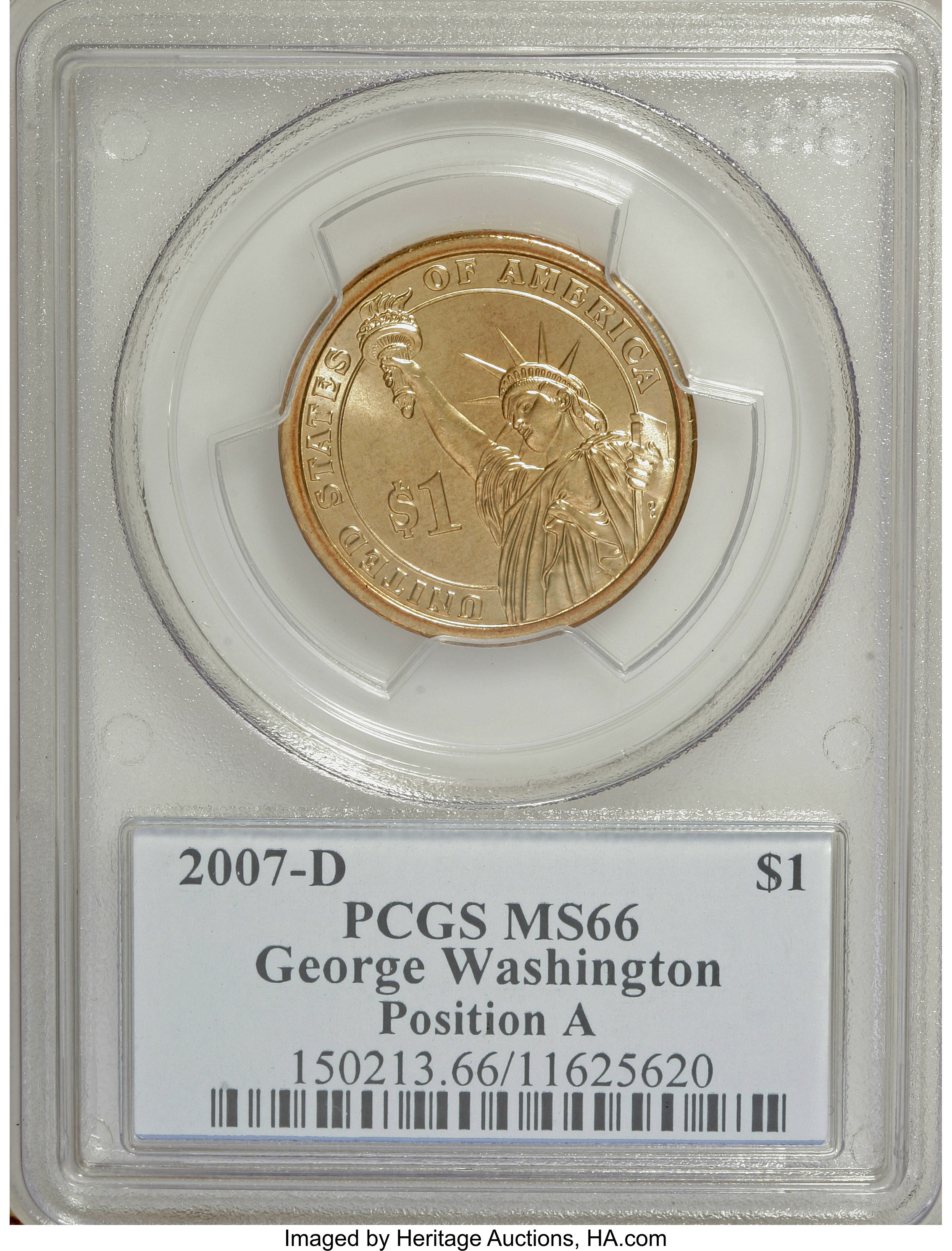 image for: 2007-D $1 Satin Fin, Pos A MS66 PCGS. PCGS Population (1/630). NGC Census: (0/0).   (#390548)...
