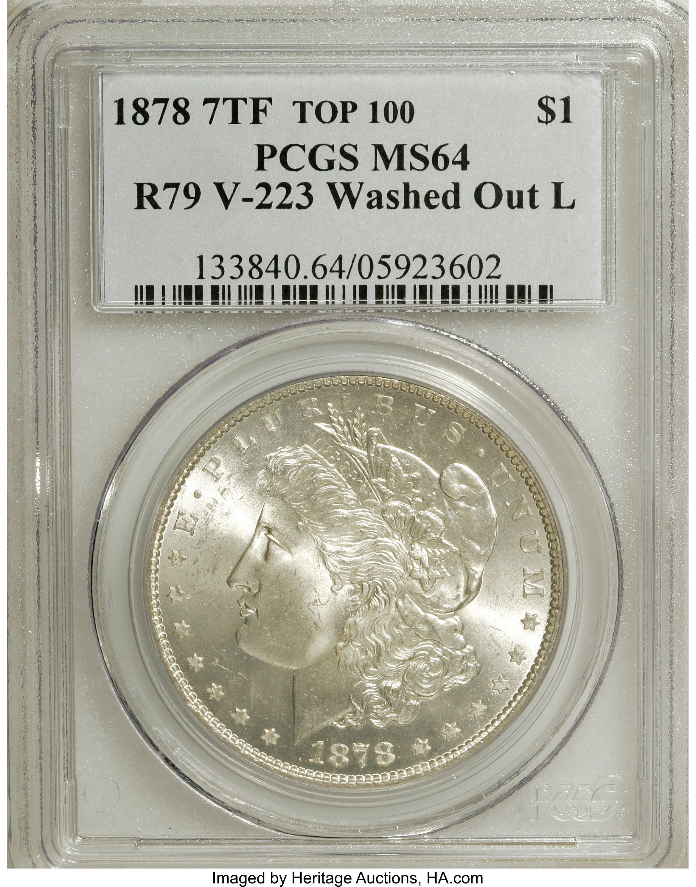 1878 7TF $1  Reverse of 1879, Washed Out L, VAM-223 MS64 thumbnail 4