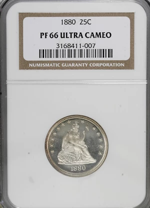 image for: 1880 25C PR66 Ultra Cameo NGC....