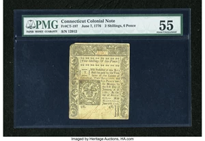 image for: Connecticut June 7, 1776 2s/6d PMG About Uncirculated 55....